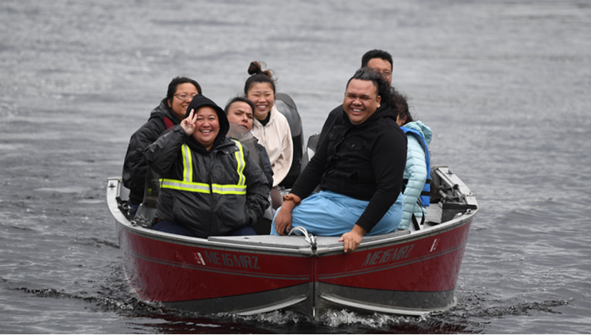 students on a boat